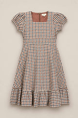Teen Connie Short Sleeve Dress in Chestnut Gingham