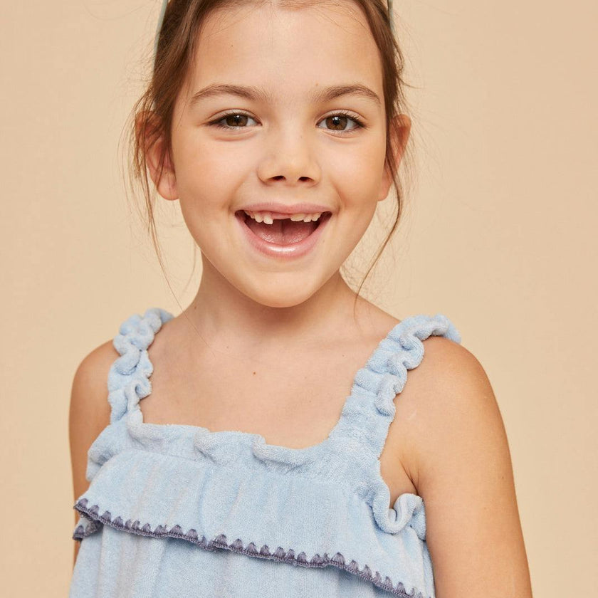 Light Blue Terry Cotton Girl Top