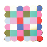 Packed Party Multicolor Checkered Square Paper Placemats 10ct | Gold Foil Festive Rainbow Design | 15 Inch Placemats for Birthday Party Tables