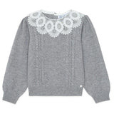 TARTINE ET CHOCOLAT Lace Collar Sweater - Gris Moyen Chiné