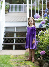 Twirly Dress in Dark Purple Stretch Velvet
