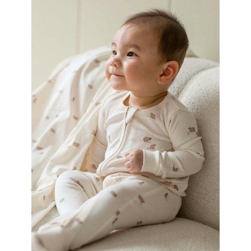 Peyton Zipper Sleeper | Bear / Truffle + Thyme