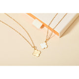 Personalized Enamel Clover Cross Necklace, 14k Gold Plated