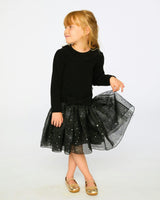 Bi-Material Dress with Glittering Skirt