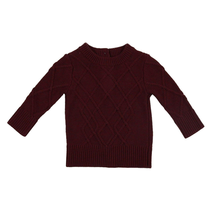Chunky Cable Knit Ribbed Collar Sweater