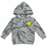 Kids Tie Dye Smiley French Terry Pullover Hoodie - Grey