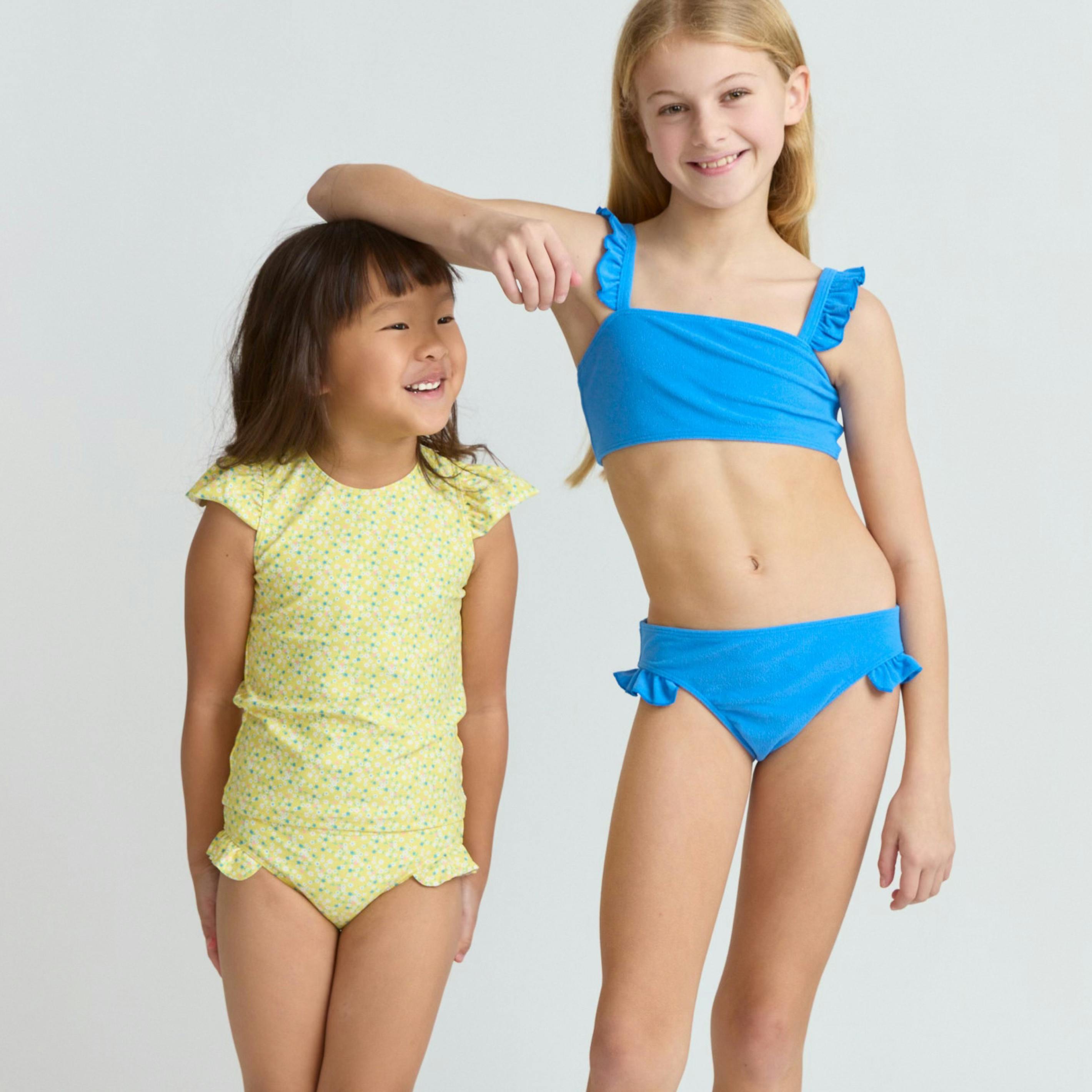 girls petite fleur cap sleeve rashguard set