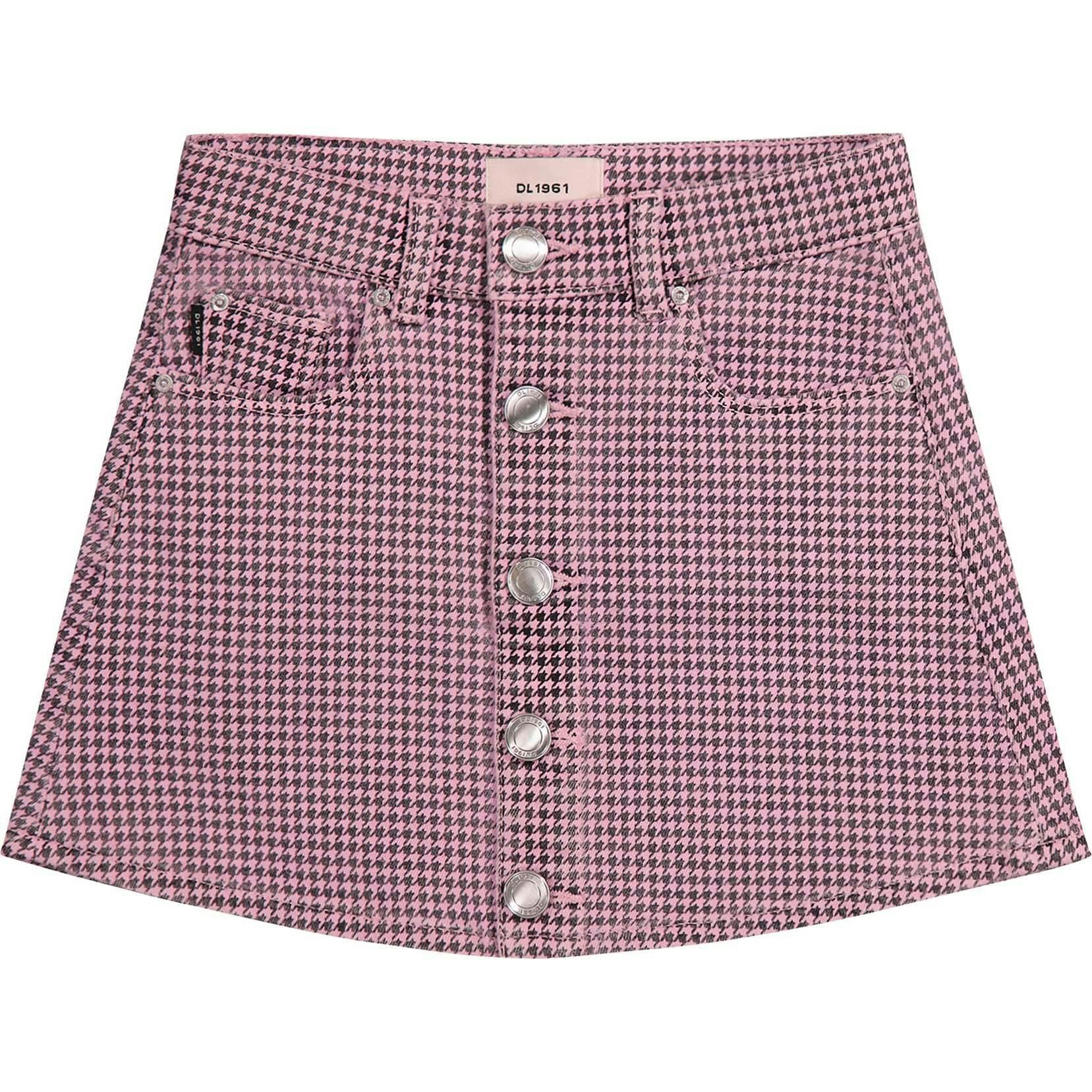 Jenny Mini Skirt | Pink Houndstooth