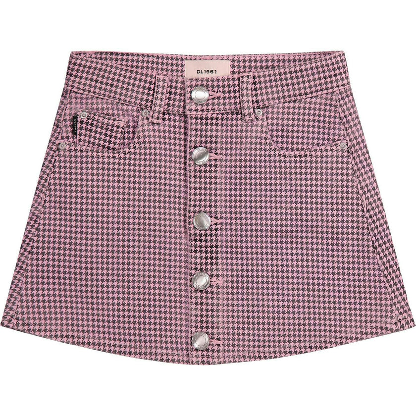 Jenny Mini Skirt | Pink Houndstooth