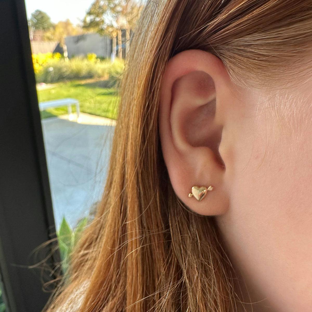 Heart with Arrow Stud Earrings