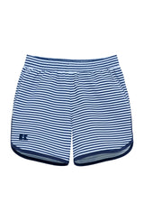 navy thin stripe retro super short with navy piping