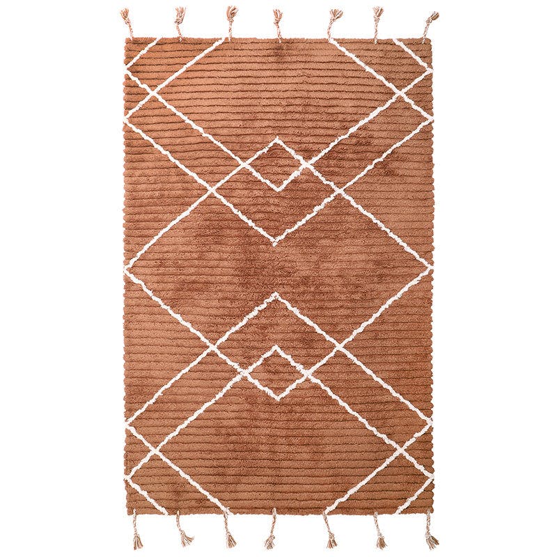Lassa Braided Tassel Rectangular Rug, Brown