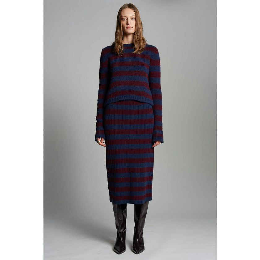 PIA STRIPE TUBE SKIRT | NAVY + MERLOT | ONE LEFT!
