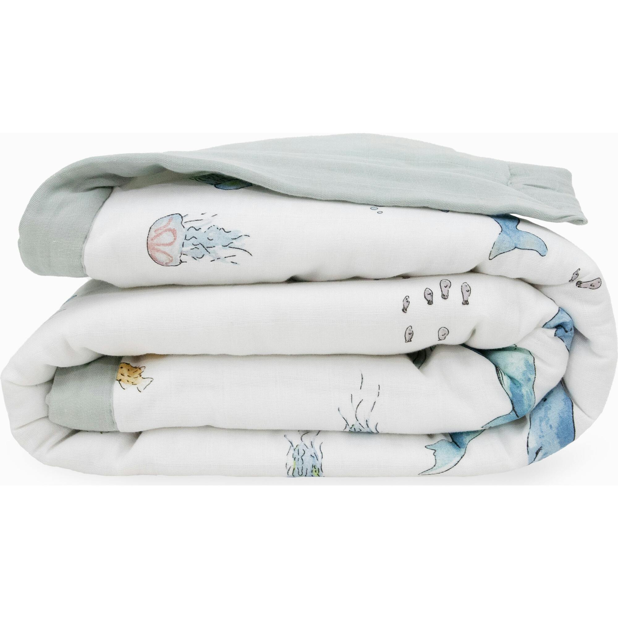 Cotton Muslin Toddler Comforter - Whales