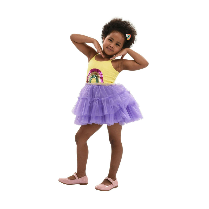 Purple Jenny Sequin Rainbow Tulle Dress