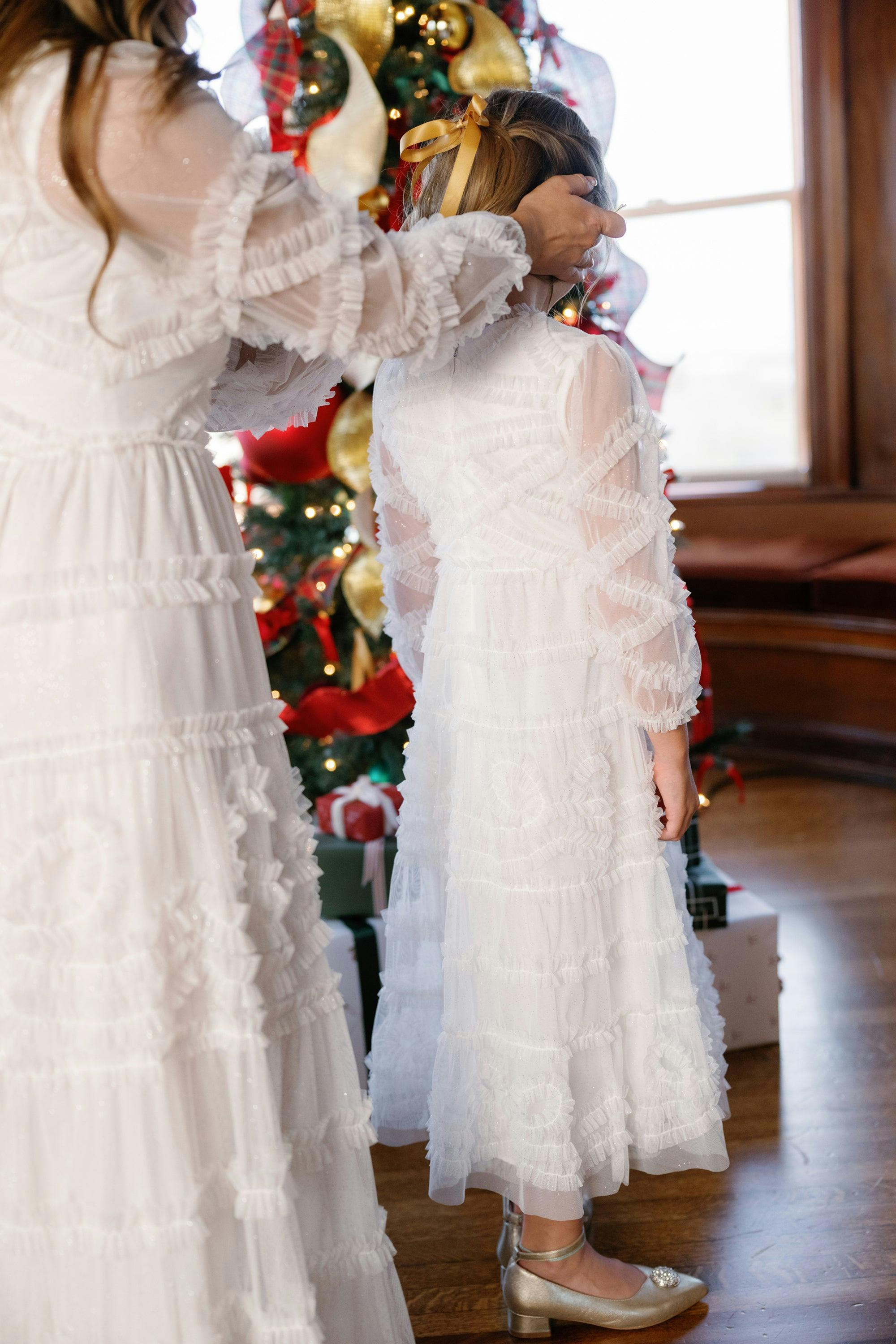 Mini Sinead Dress in Ivory Gilded Tulle