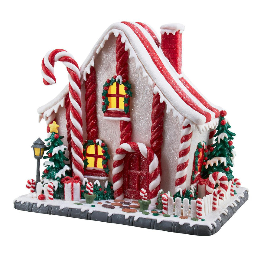 Kurt Adler 10.5-Inch Battery Operated LED Candy Cane Lane House