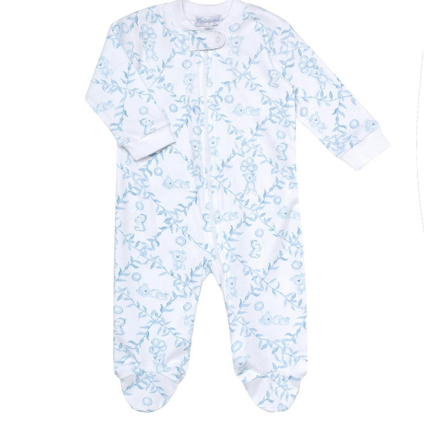 Blue Bears Trellace Zipper Footie