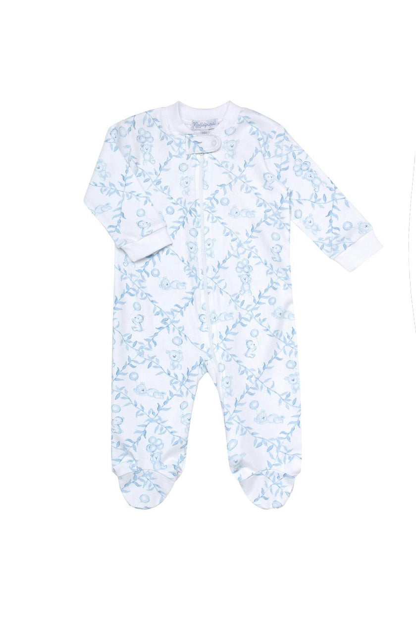 Blue Bears Trellace Zipper Footie