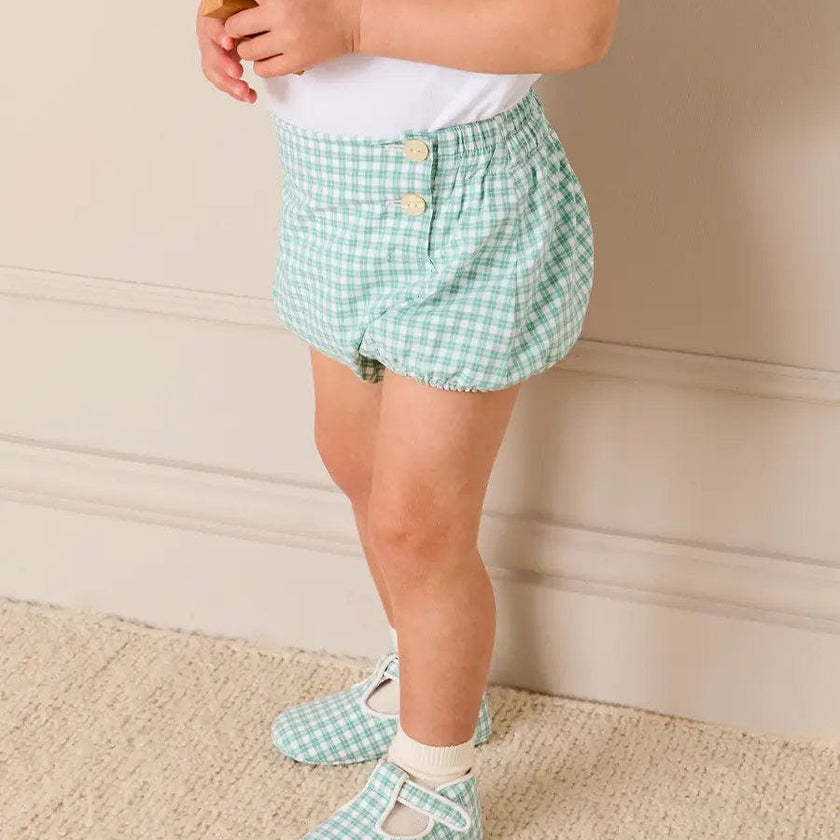 Lucas Check Button Detail Bloomers in Green (1mth-2yrs)