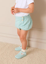 Lucas Check Button Detail Bloomers in Green (1mth-2yrs)