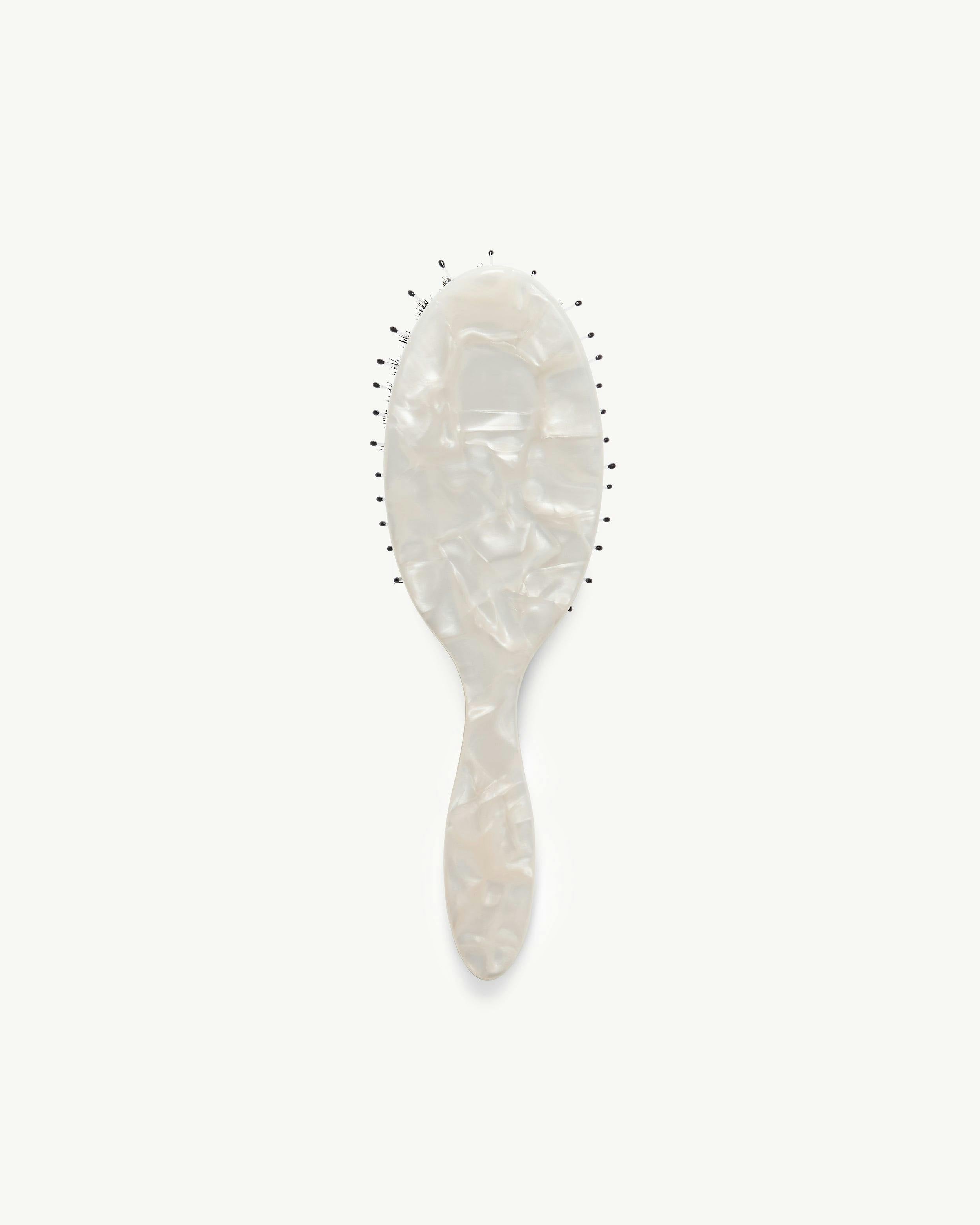 Travel Hair Brush in White Shell