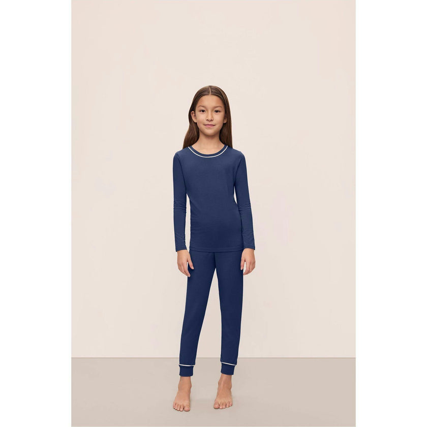 Kids TENCEL Modal Unisex Long PJ Set, Blue
