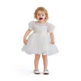 Ivory Brixton Puff-Sleeve Party Dress
