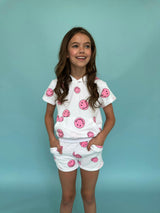 Emoji Print 2-Piece Hooded Tee & Short Set