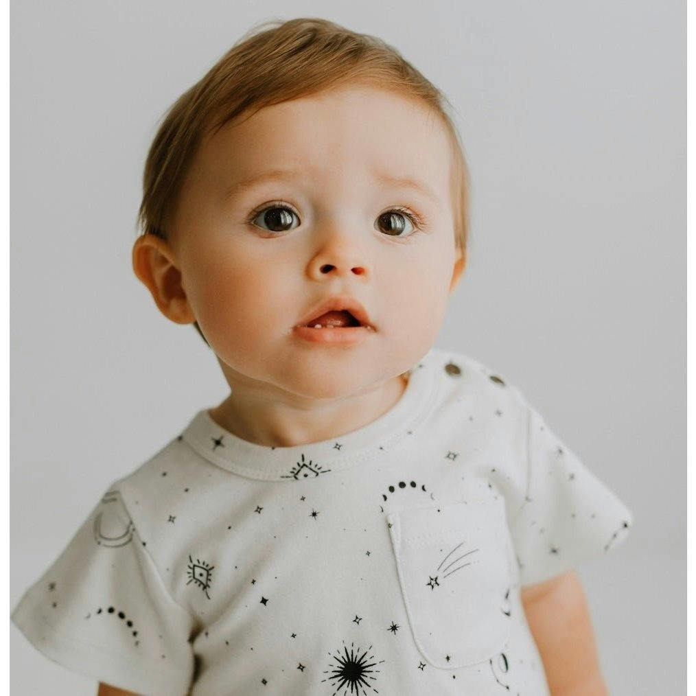 short sleeve romper | celestial