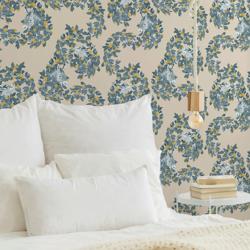 Wallpaper Citron'âne color Bleu Jean