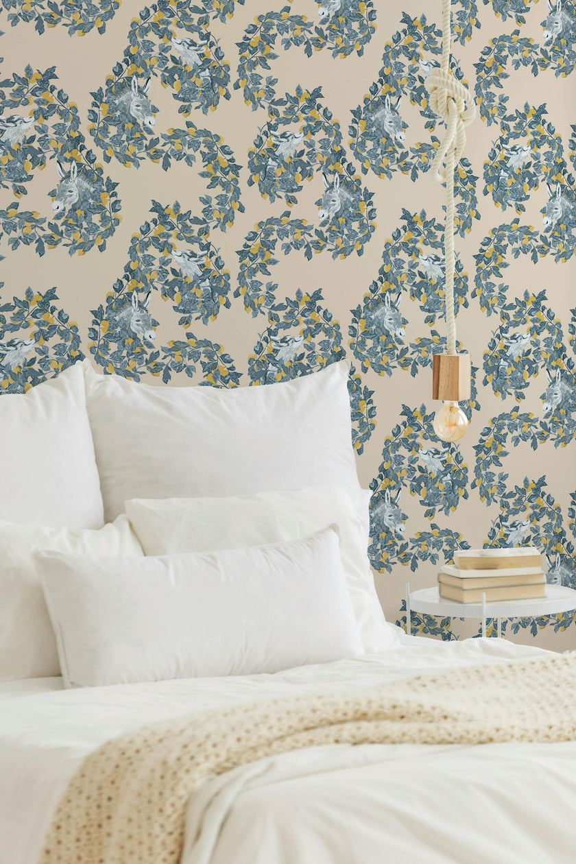 Wallpaper Citron'âne color Bleu Jean