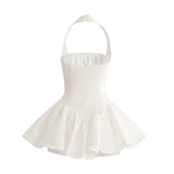 White Ladera Halter Flared Dress