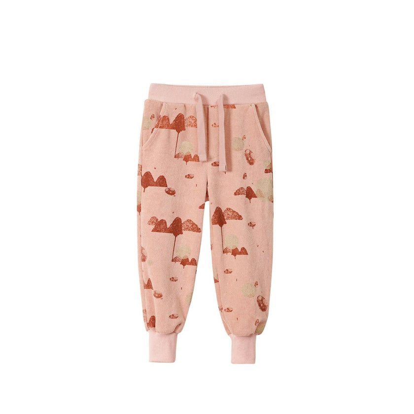 Kids Terry Mountains Print Ribbed Hem Drawstring Joggers