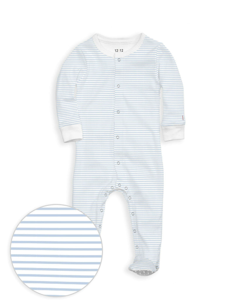 The Organic Snap Footie [Blue Stripe]