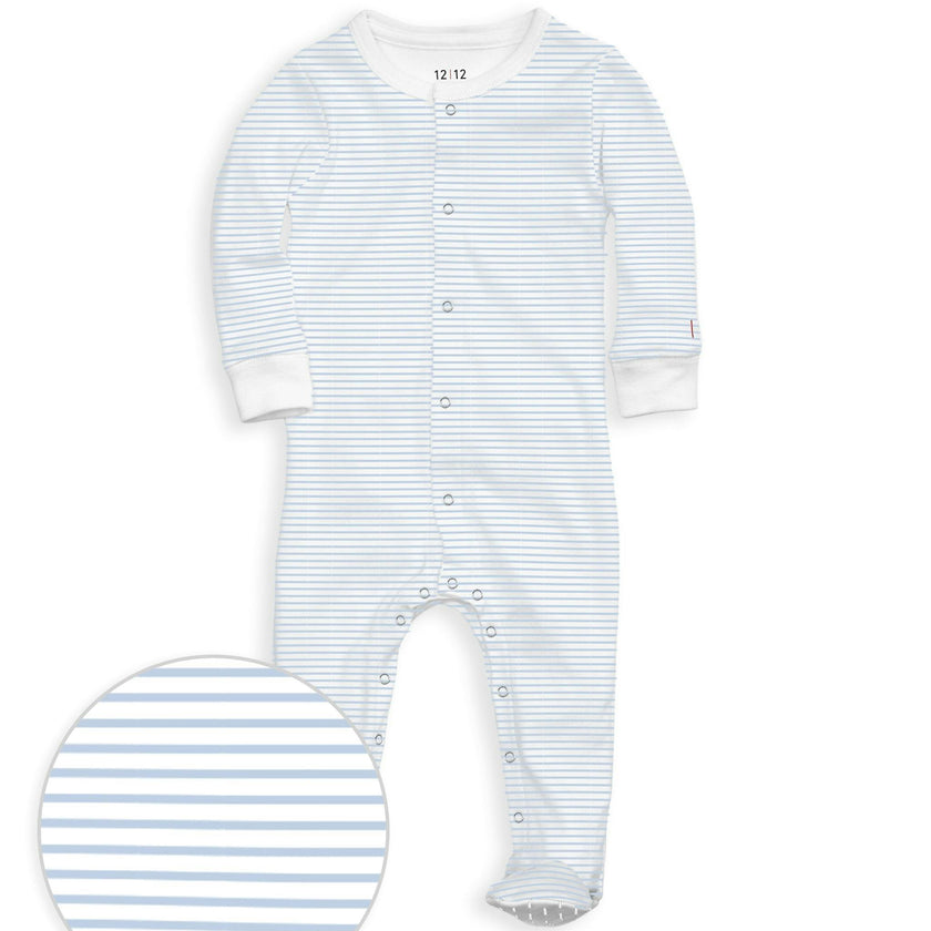 The Organic Snap Footie [Blue Stripe]
