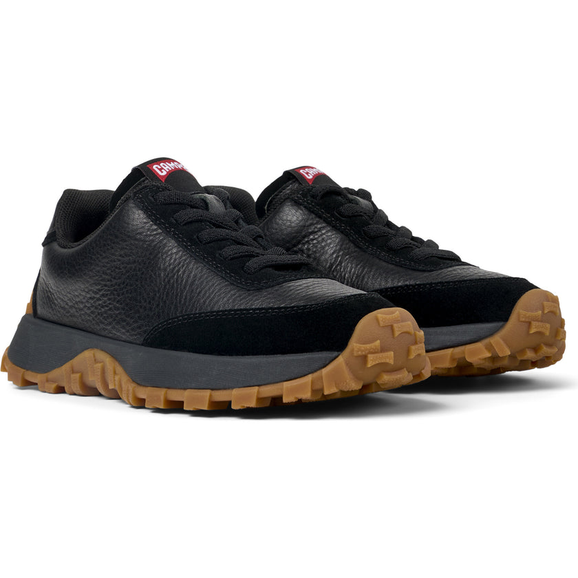 Kids Drift Trail Leather & Nubuck Vintage Sneakers, Black