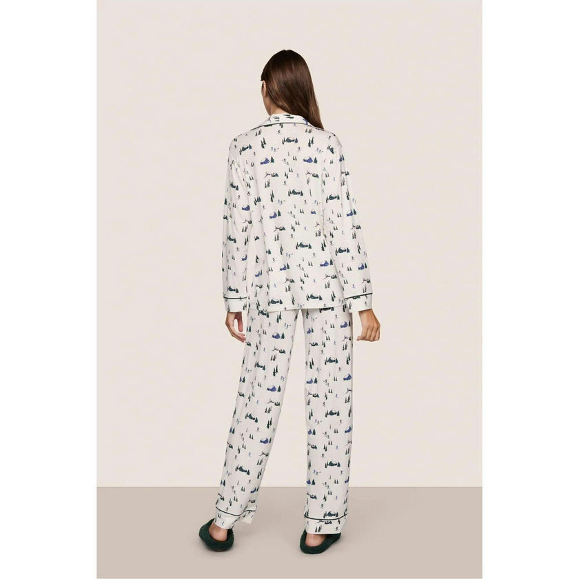 Gisele Printed TENCEL Modal Long PJ Set, White