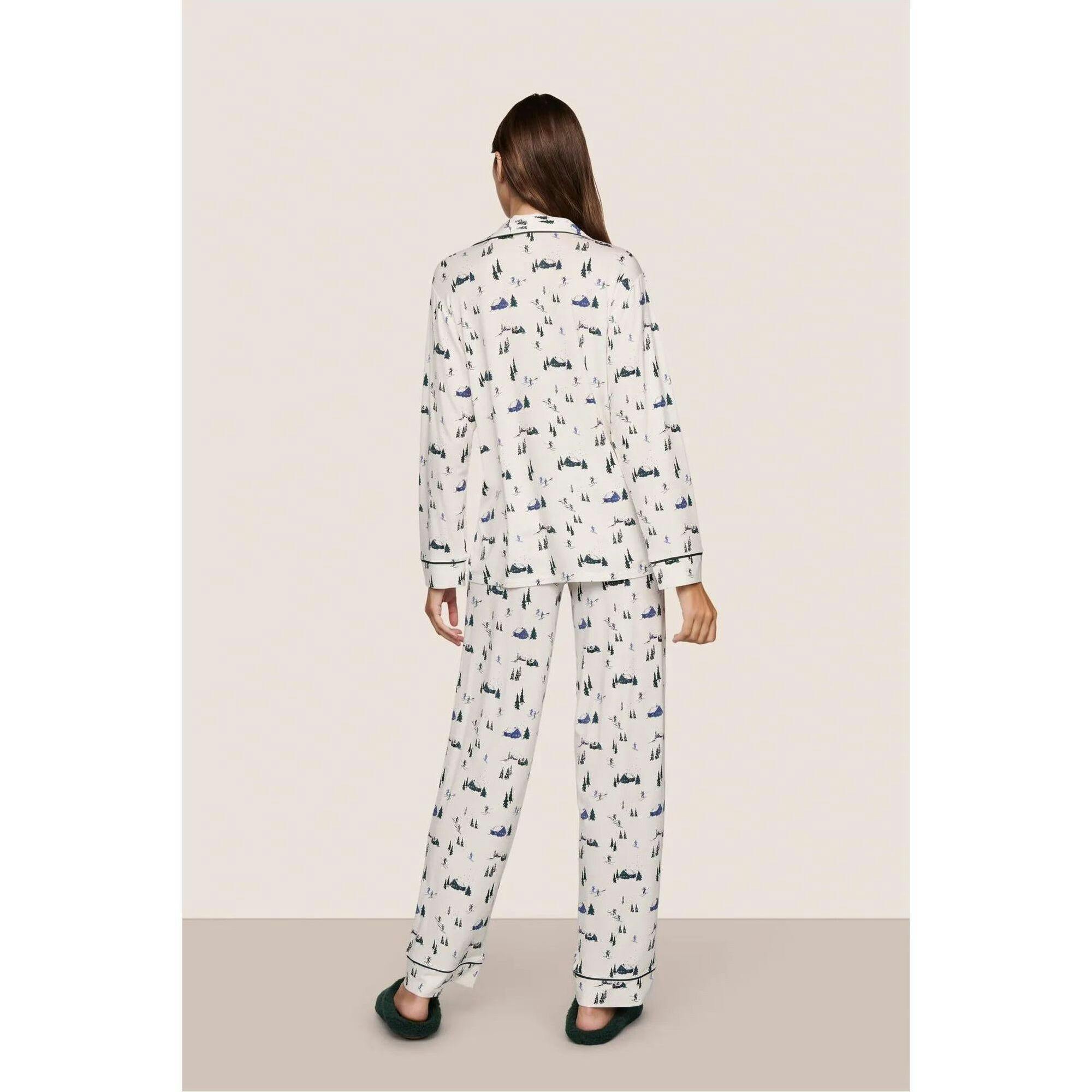 Gisele Printed TENCEL Modal Long PJ Set, White