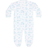 Blue Lone Star Toile Print Crossover Footie