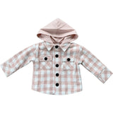 Hooded Shacket Pink Plaid