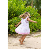 Serena Girl's Tassel Dress White Pink Frangipani, Pink