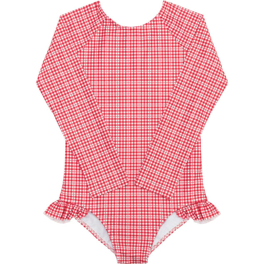 Girls Poppy Gingham Rashguard One Piece