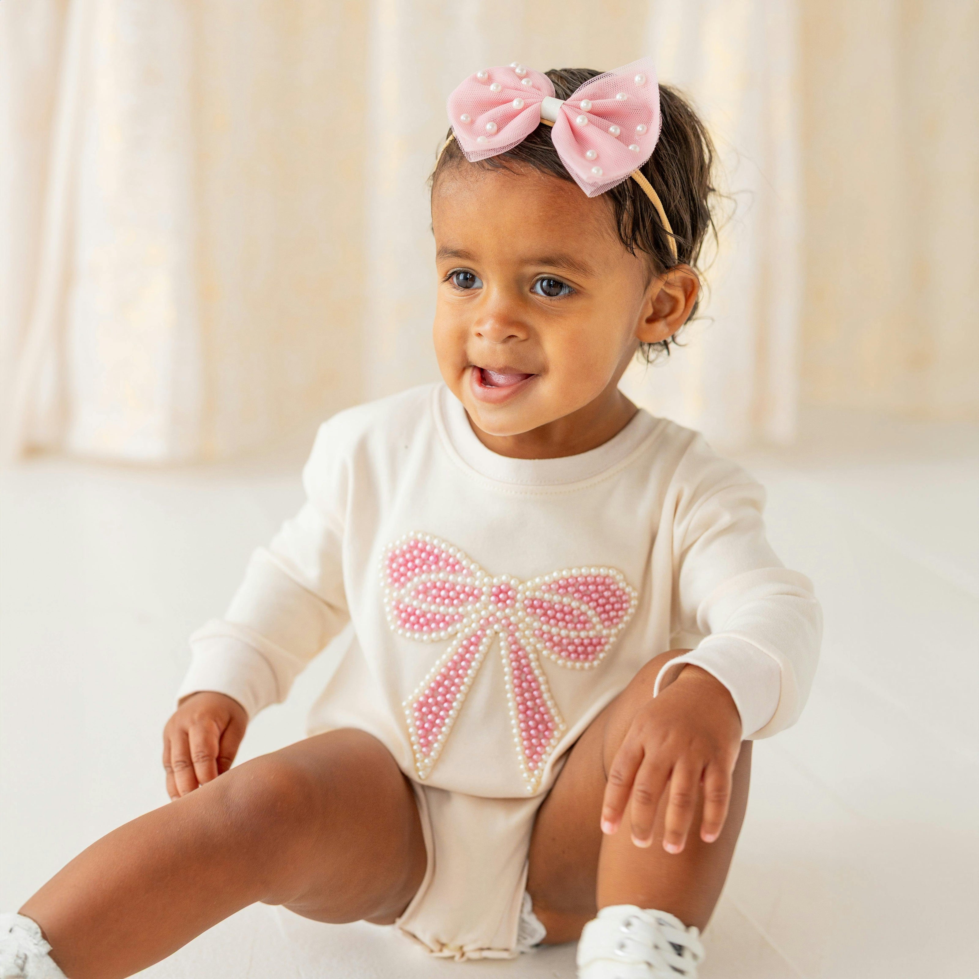Pretty Pearl Tulle Bow Baby Headband
