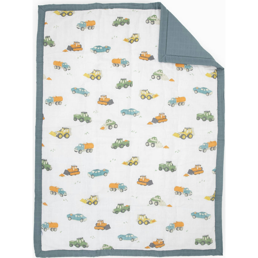 Cotton Muslin Toddler Comforter - Work Trucks