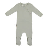 Boys Quilted Waffle Round Neck Long Sleeve Cross Buttoned Footie