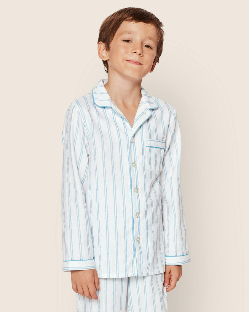 Kid's Twill Pajama Set in Periwinkle Stripe