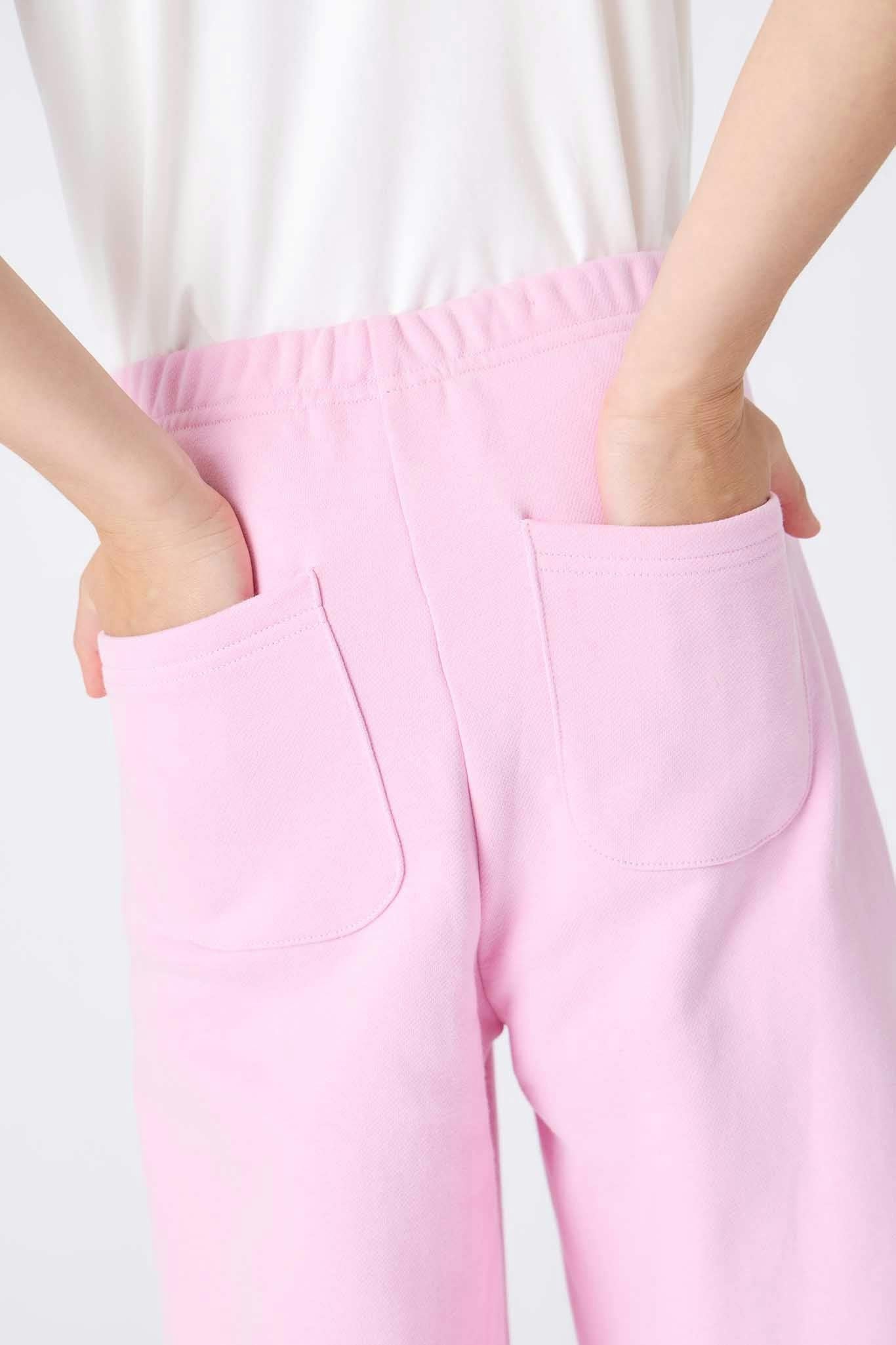 Girls Wide Leg Sweatpant in Candy Pink