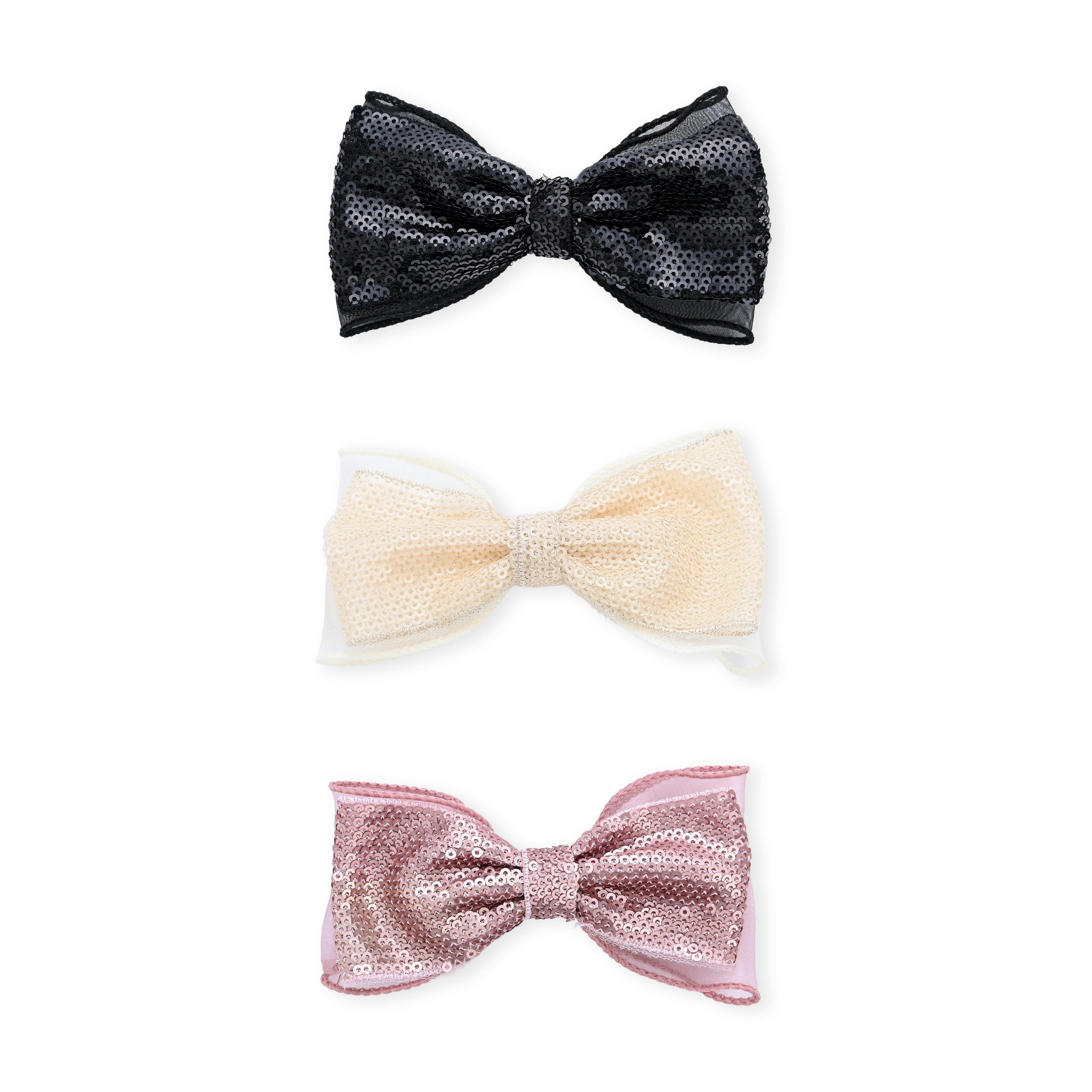 Multicolor Sequin Bow Clip Set