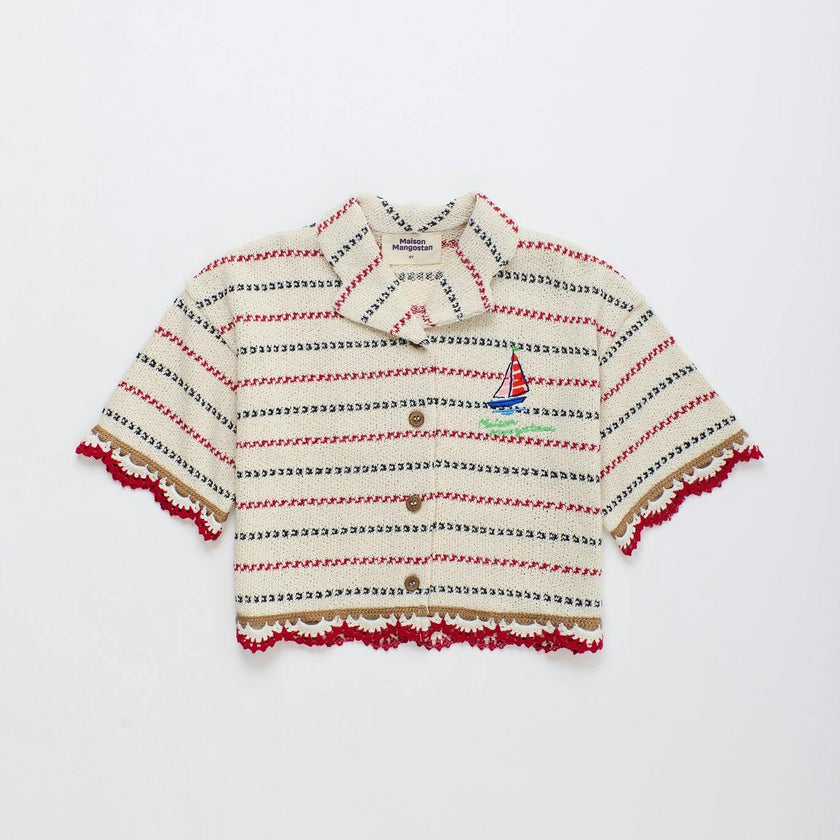 BARCOS KNIT SHIRT OFF WHITE / RED